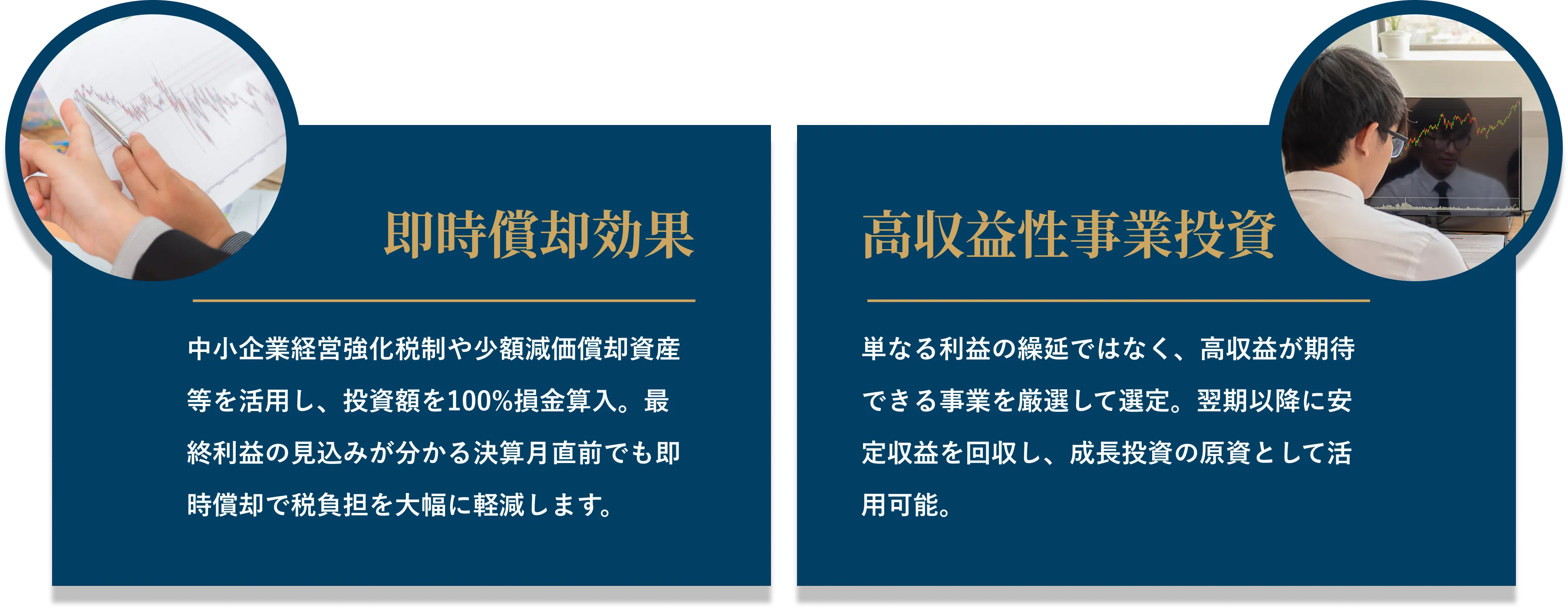即時償却効果＆高収益性事業投資
