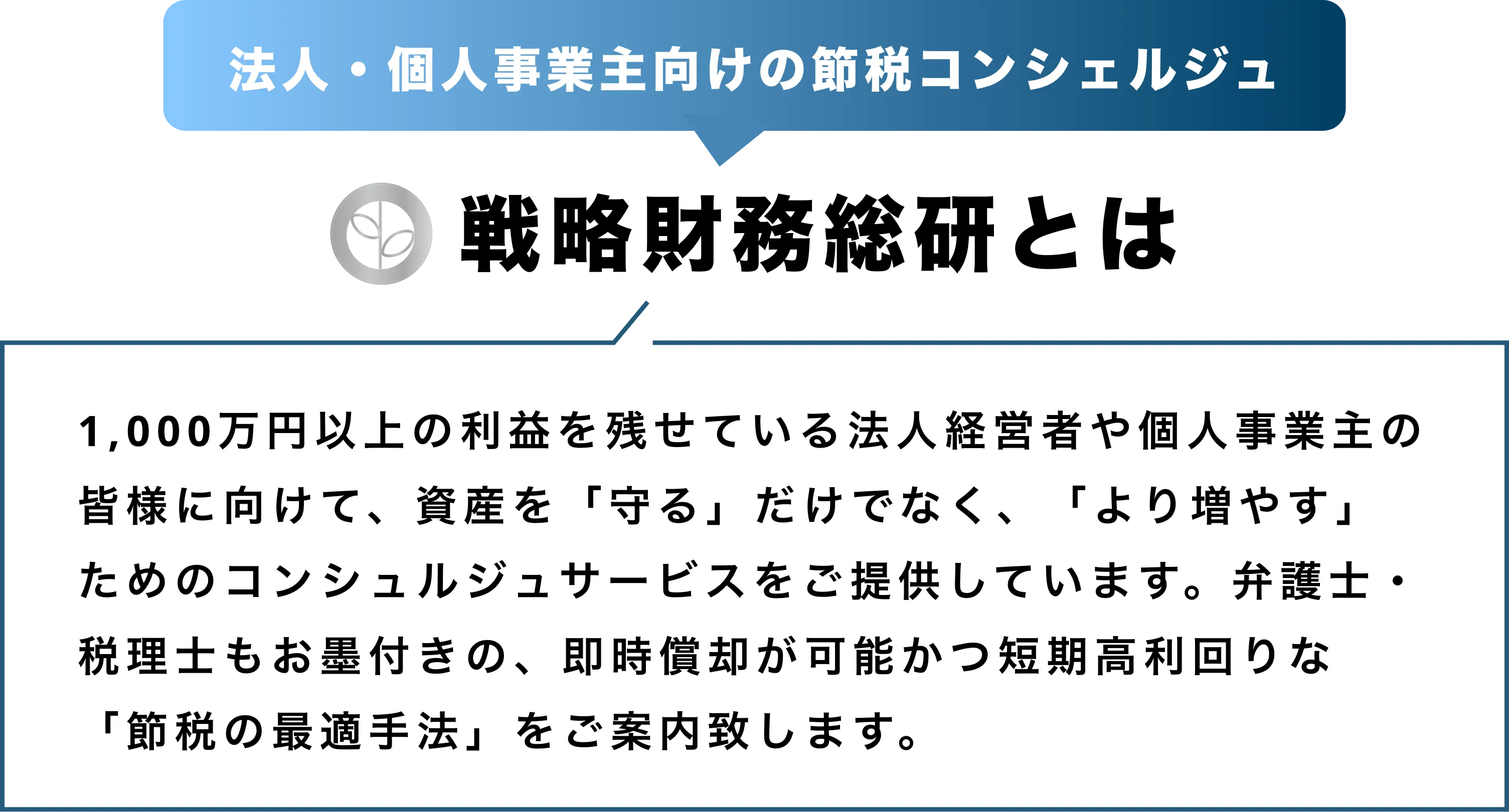 法人・個人事業主向けの節税コンシェルジュ、戦略財務総研とは